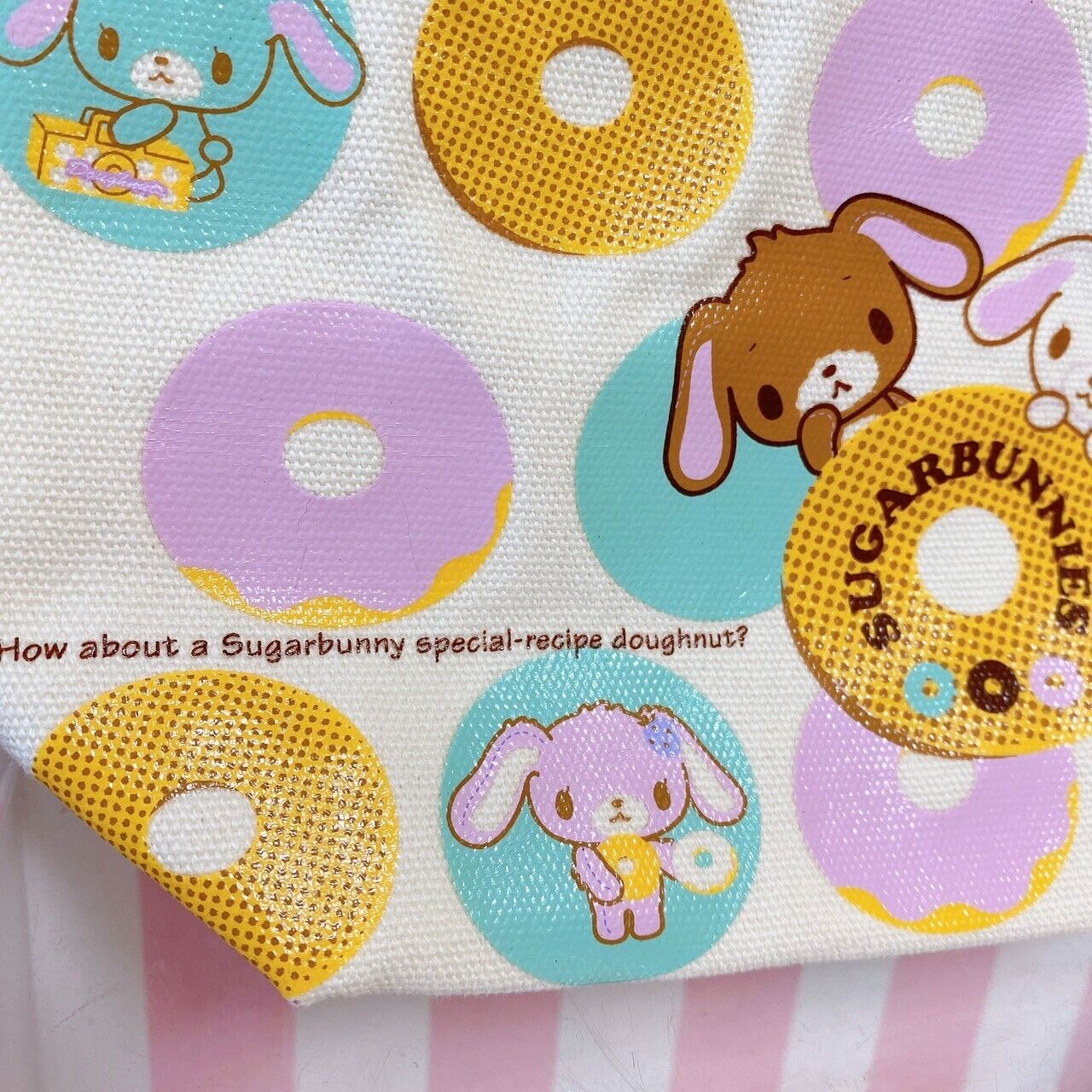 Sanrio Sugar Bunnies Tote Bag Handbag Set 2 Shirousa Kurousa Denim Doughnut Rare