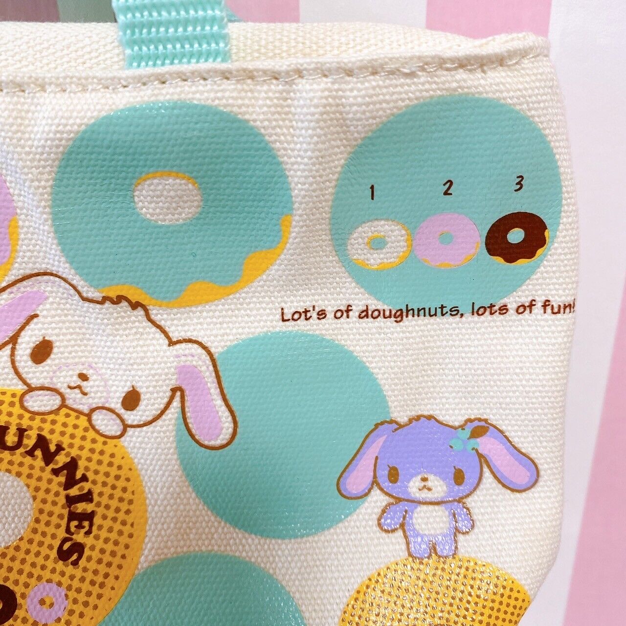 Sanrio Sugar Bunnies Tote Bag Handbag Set 2 Shirousa Kurousa Denim Doughnut Rare