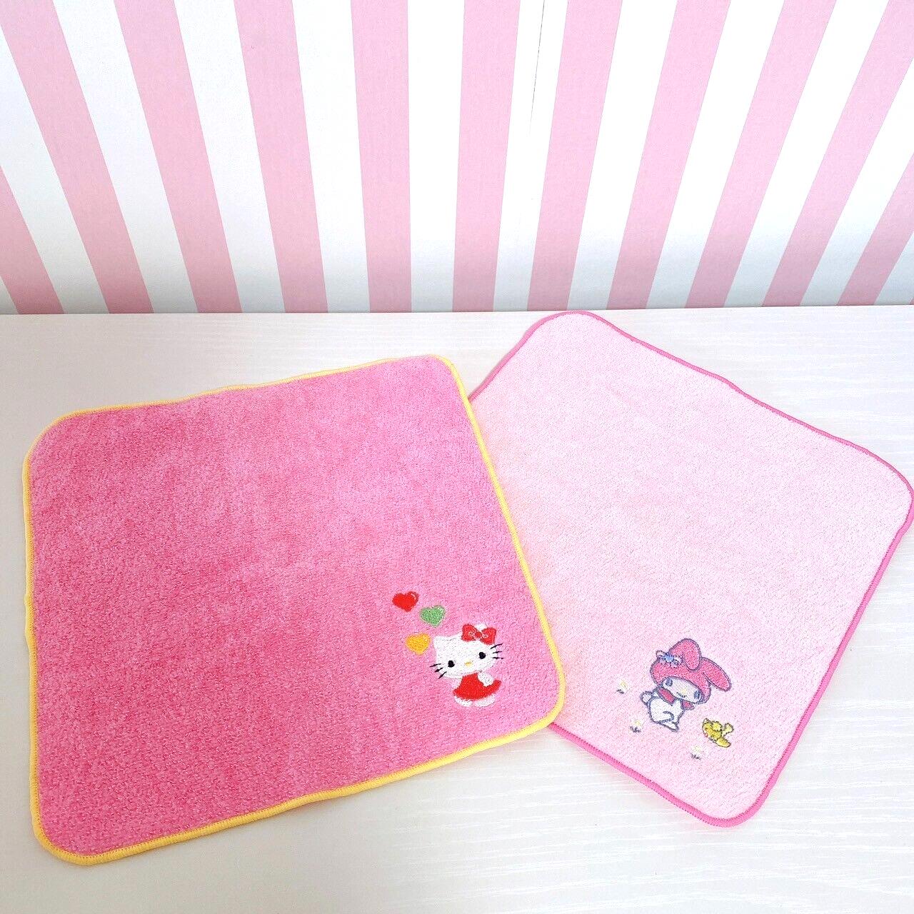 Sanrio Hello Kitty My Melody Mini Hand Towel Set 2 Pink Rabbit Cat Heart Kawaii