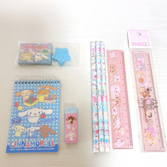 Sanrio Sugar Bunnies Memo Pad Notepad Pencils Eraser Ruler Set Stationery Rare