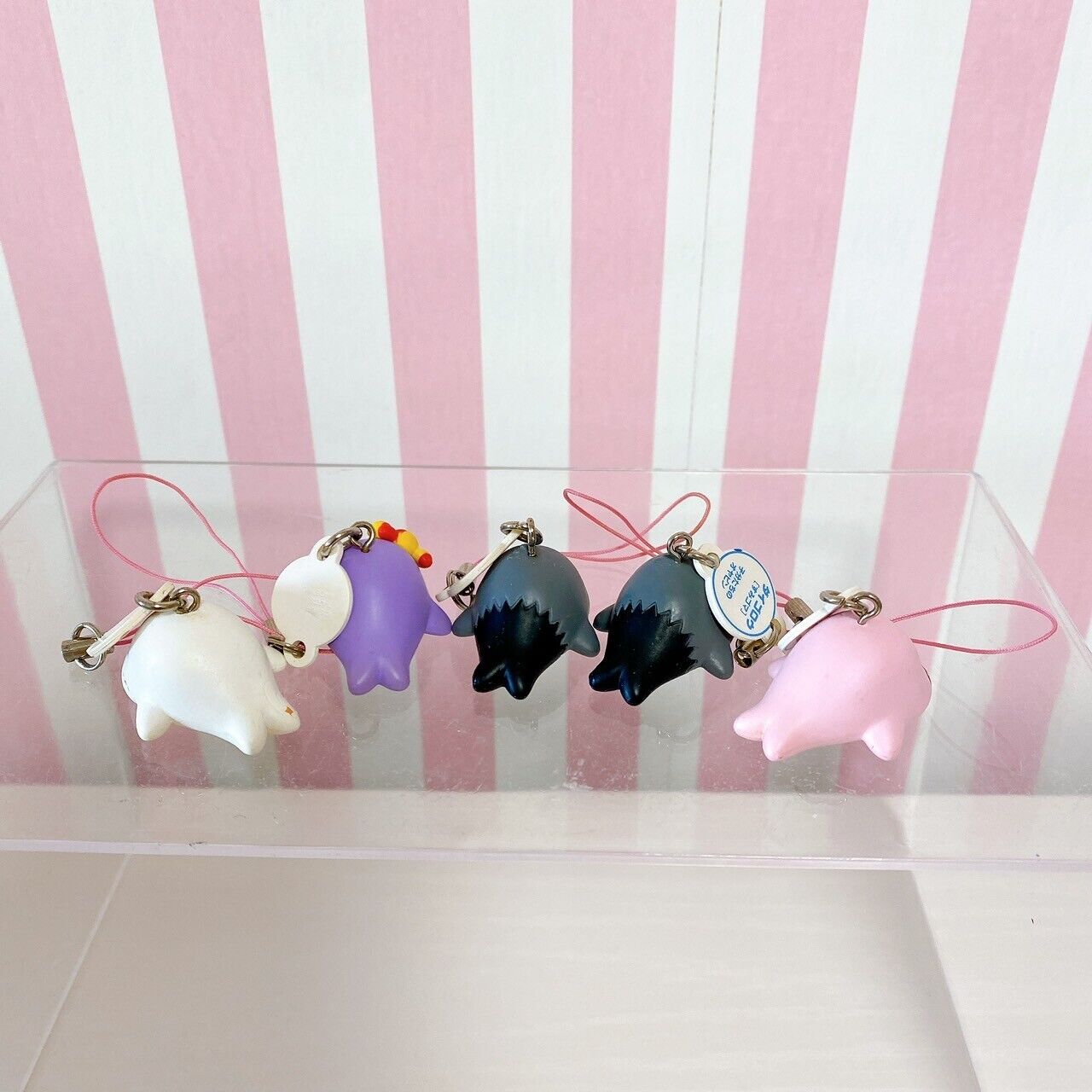 San-X Mamegoma Strap Set 5 White Pink Black Purple Sea Animals Character Kawaii