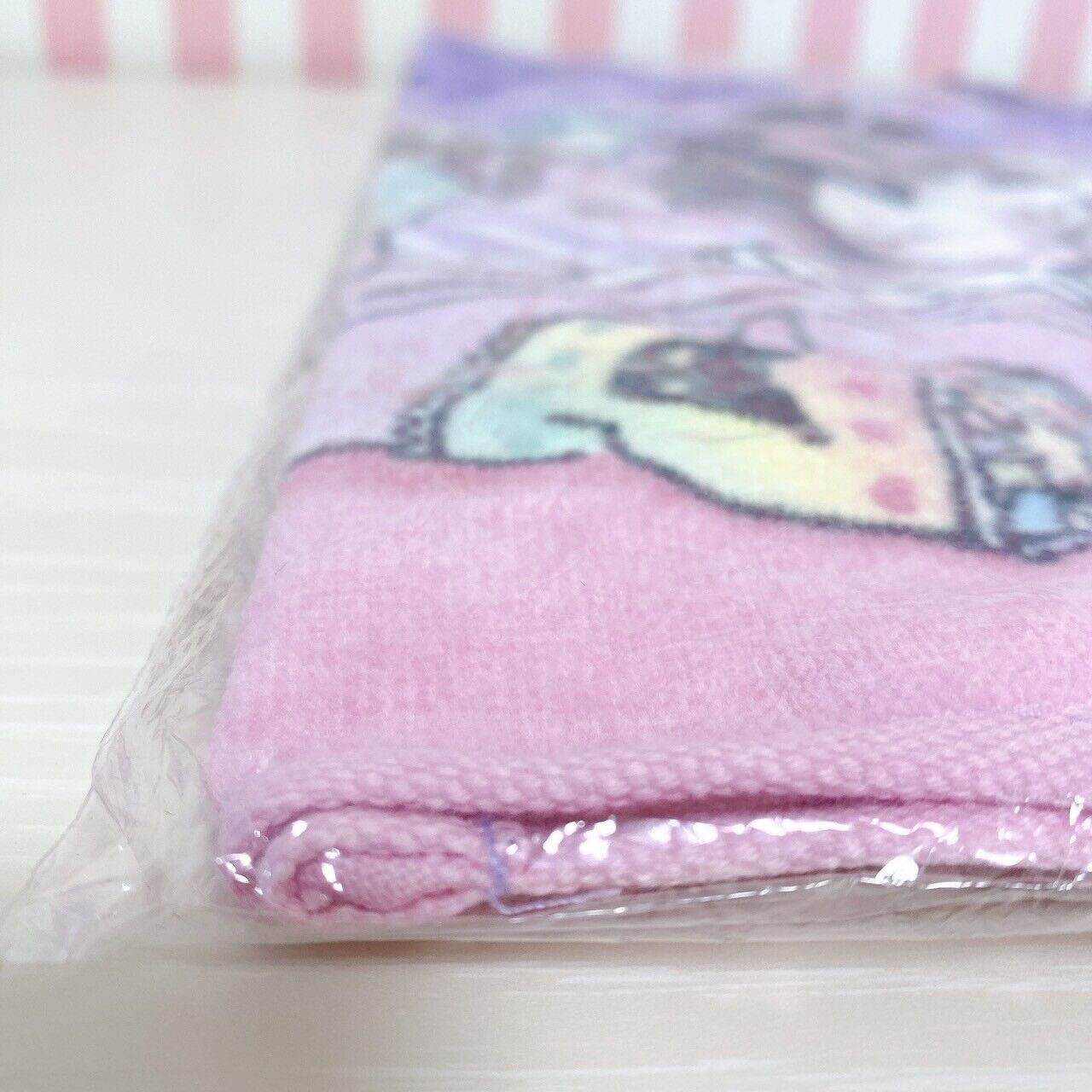 Sanrio Kuromi Face Towel Set 2 Purple Pink Fluffy Ribbon Bed Room Kawaii Rare