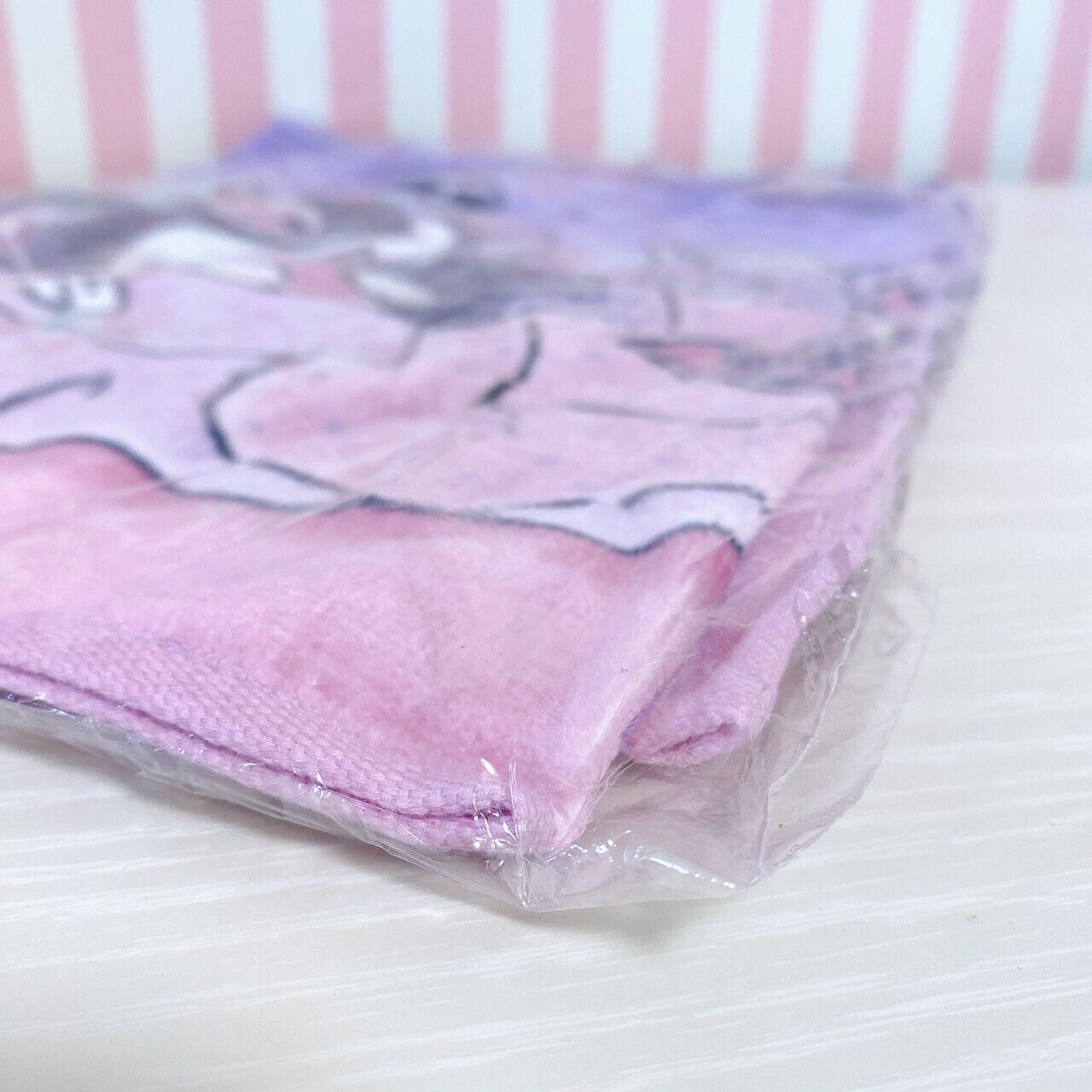 Sanrio Kuromi Face Towel Set 2 Purple Pink Fluffy Ribbon Bed Room Kawaii Rare