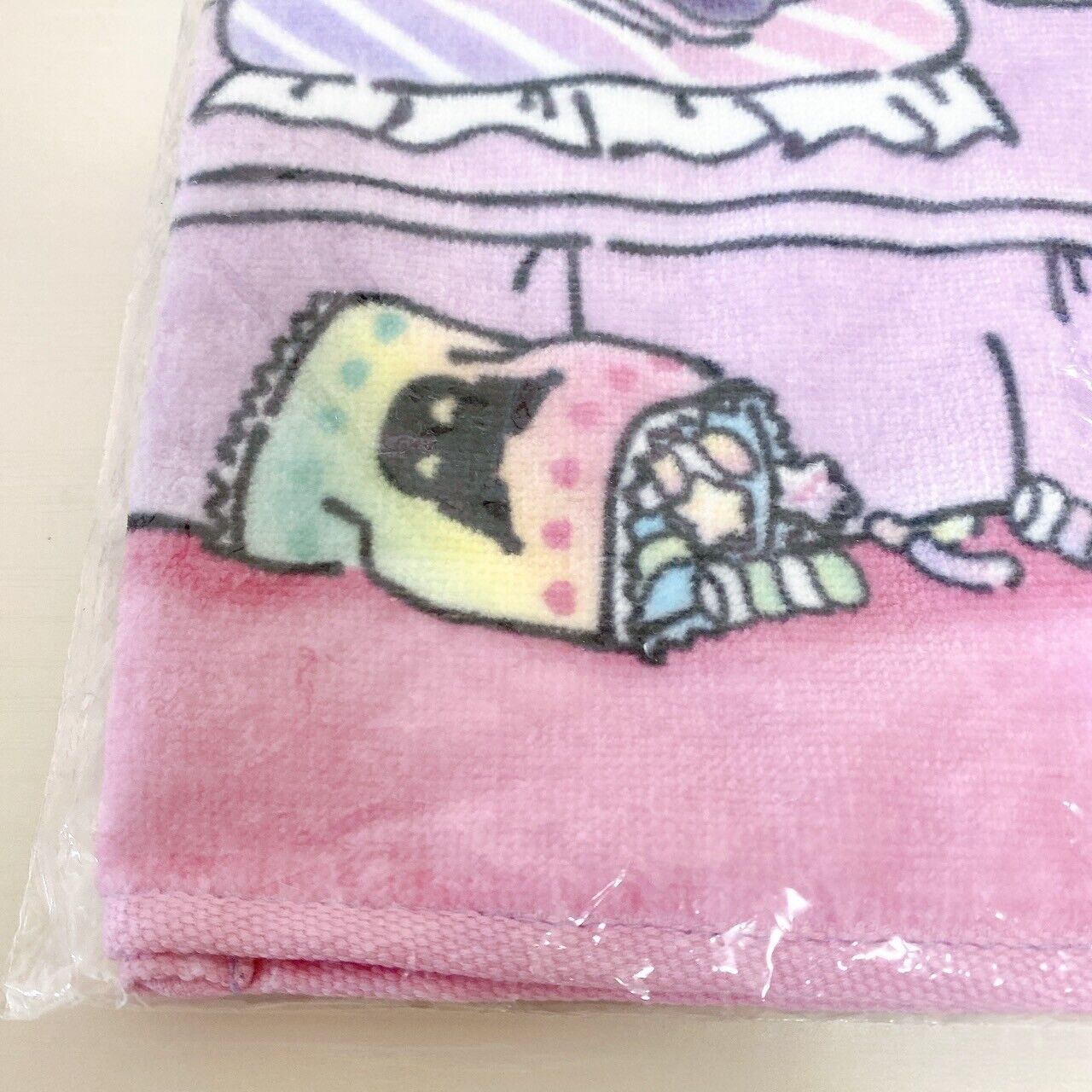 Sanrio Kuromi Face Towel Set 2 Purple Pink Fluffy Ribbon Bed Room Kawaii Rare