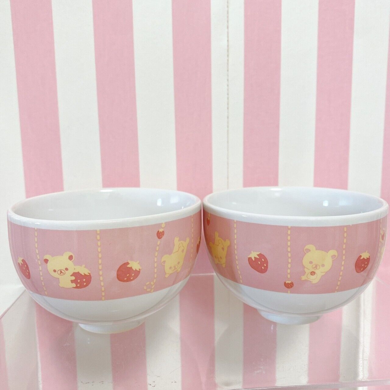 Rilakkuma Korilakkuma SanX Japanese Tea Set 3 Cup Teapot Strawberry Pink Kawaii