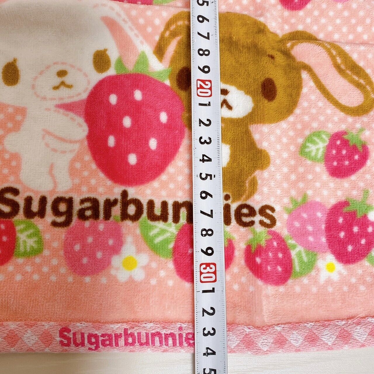 Sanrio Sugar Bunnies Hand Towel Shirousa Kurousa Strawberry Pink Dot Flower Rare