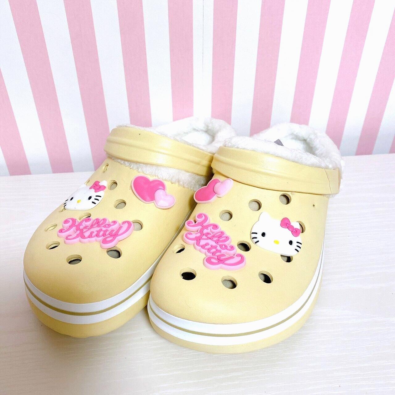 Sanrio Hello Kitty Sandals Beige Heart Fur L size Cute Kawaii Character Rare