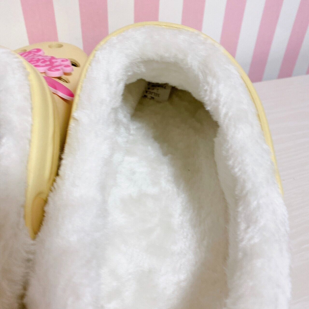 Sanrio Hello Kitty Sandals Beige Heart Fur L size Cute Kawaii Character Rare