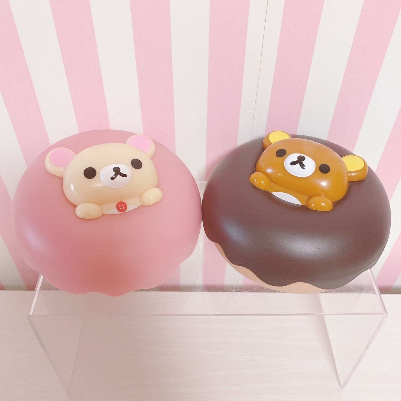 Rilakkuma Korilakkuma Accessory Case Set 2 Doughnut Brown Pink White Bear Kawaii