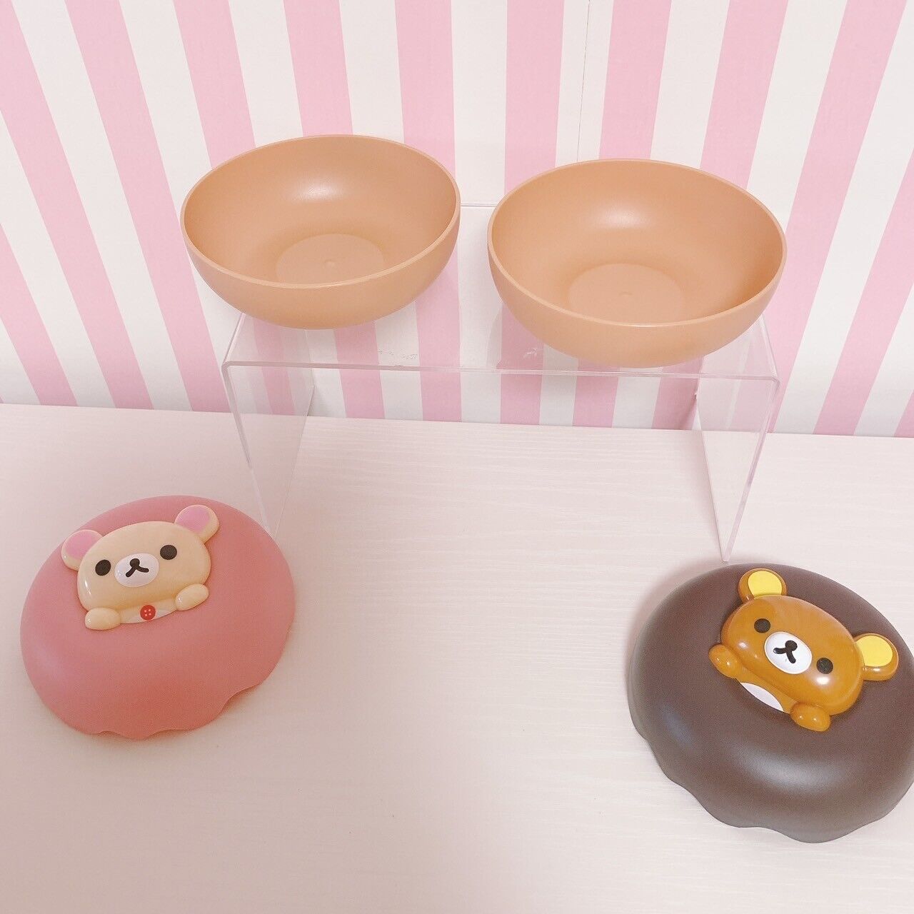 Rilakkuma Korilakkuma Accessory Case Set 2 Doughnut Brown Pink White Bear Kawaii