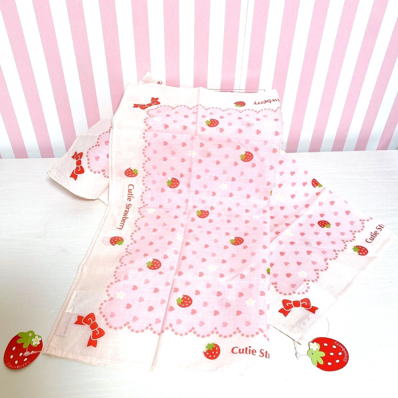 Mother Garden Wild Strawberry Handkerchief 2 Set Pink Heart Cotton Kawaii Rare