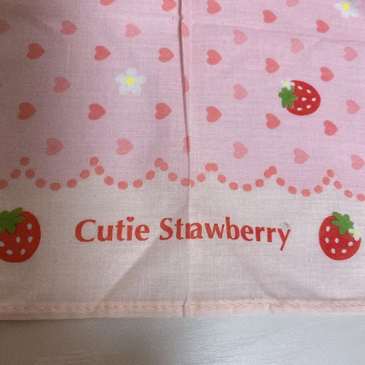 Mother Garden Wild Strawberry Handkerchief 2 Set Pink Heart Cotton Kawaii Rare