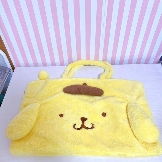 Sanrio Pompom Purin Tote Bag Handbag Fluffy Yellow Big Face Kawaii Character