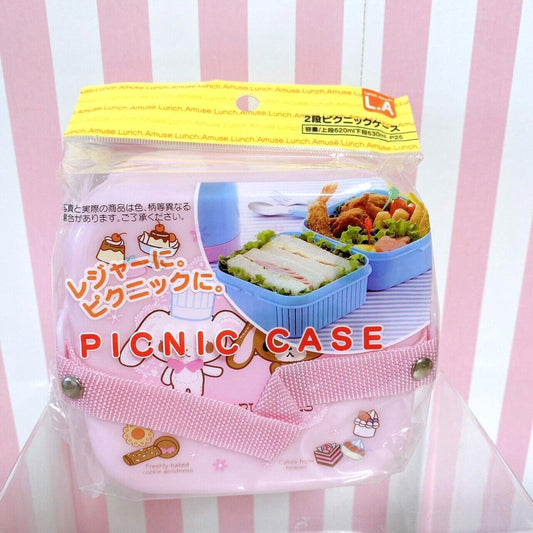 Sanrio Sugar Bunnies Lunch Box Picnic Case Obento Shirousa Kurousa Pink Cookie