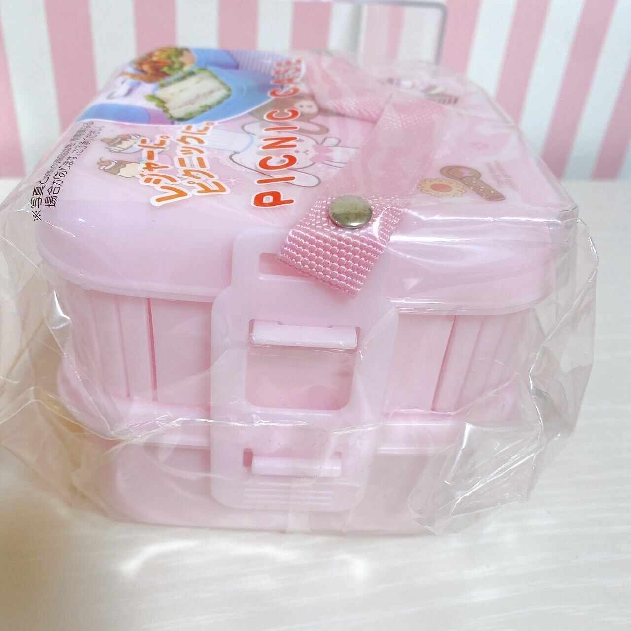 Sanrio Sugar Bunnies Lunch Box Picnic Case Obento Shirousa Kurousa Pink Cookie