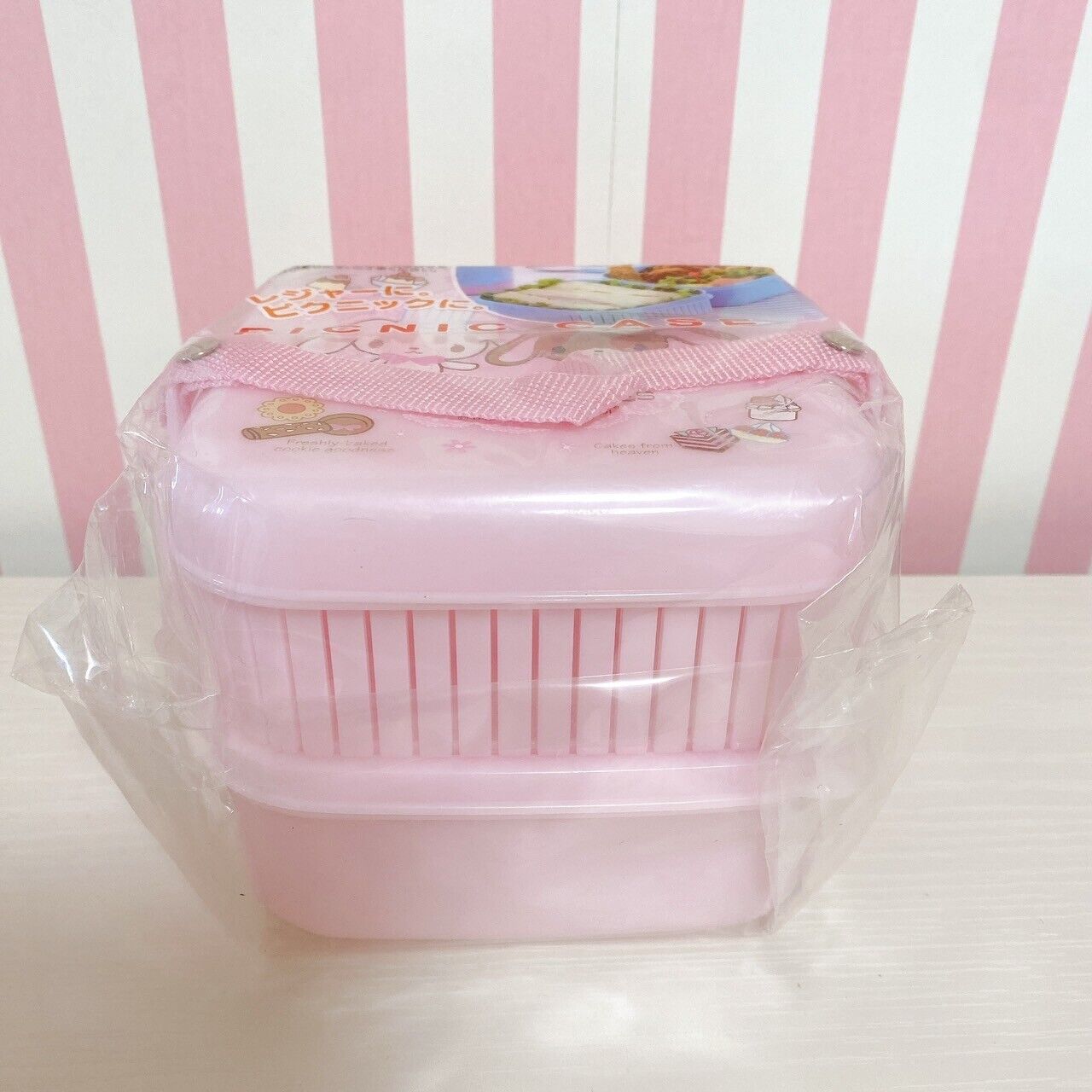 Sanrio Sugar Bunnies Lunch Box Picnic Case Obento Shirousa Kurousa Pink Cookie