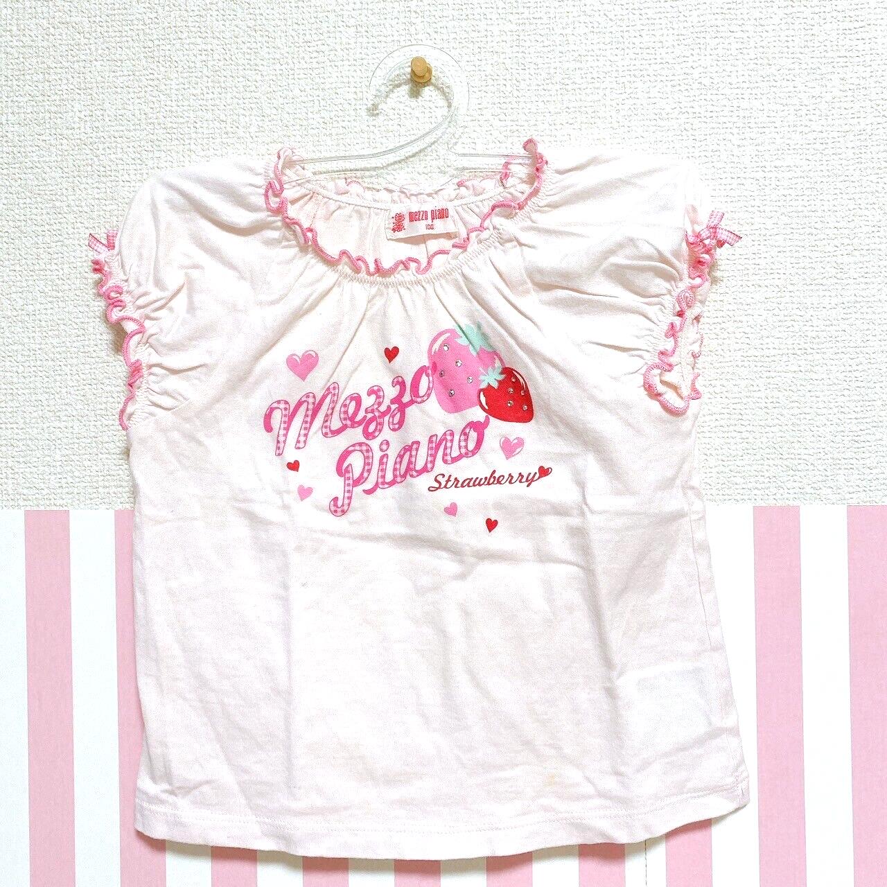 Mezzo Piano T-shirt Pink Size 100cm Strawberry Short Sleeve Frill Character Rare