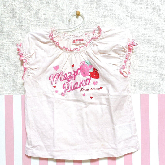 Mezzo Piano T-shirt Pink Size 100cm Strawberry Short Sleeve Frill Character Rare