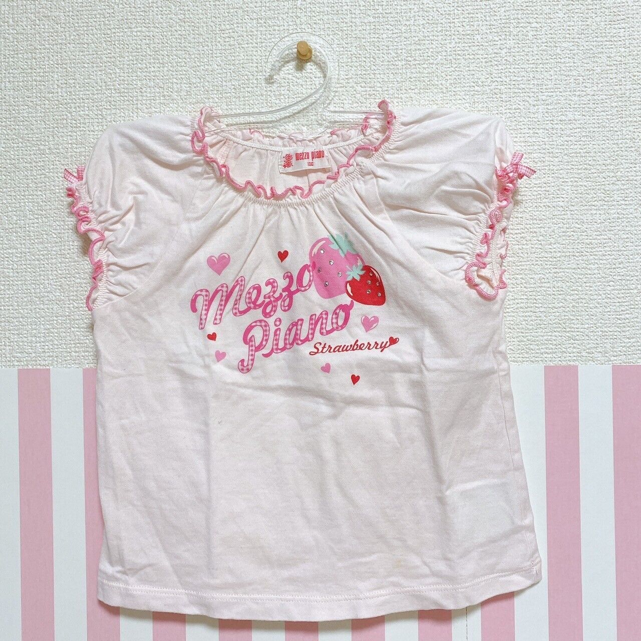 Mezzo Piano T-shirt Pink Size 100cm Strawberry Short Sleeve Frill Character Rare