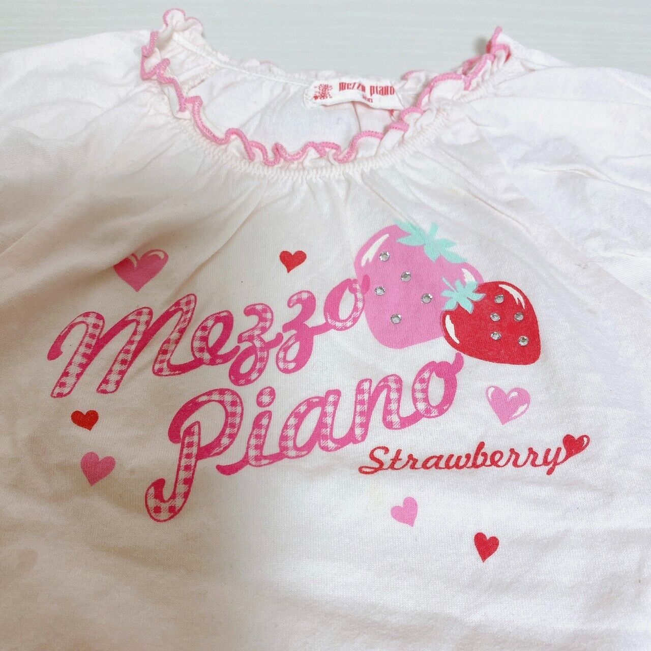 Mezzo Piano T-shirt Pink Size 100cm Strawberry Short Sleeve Frill Character Rare