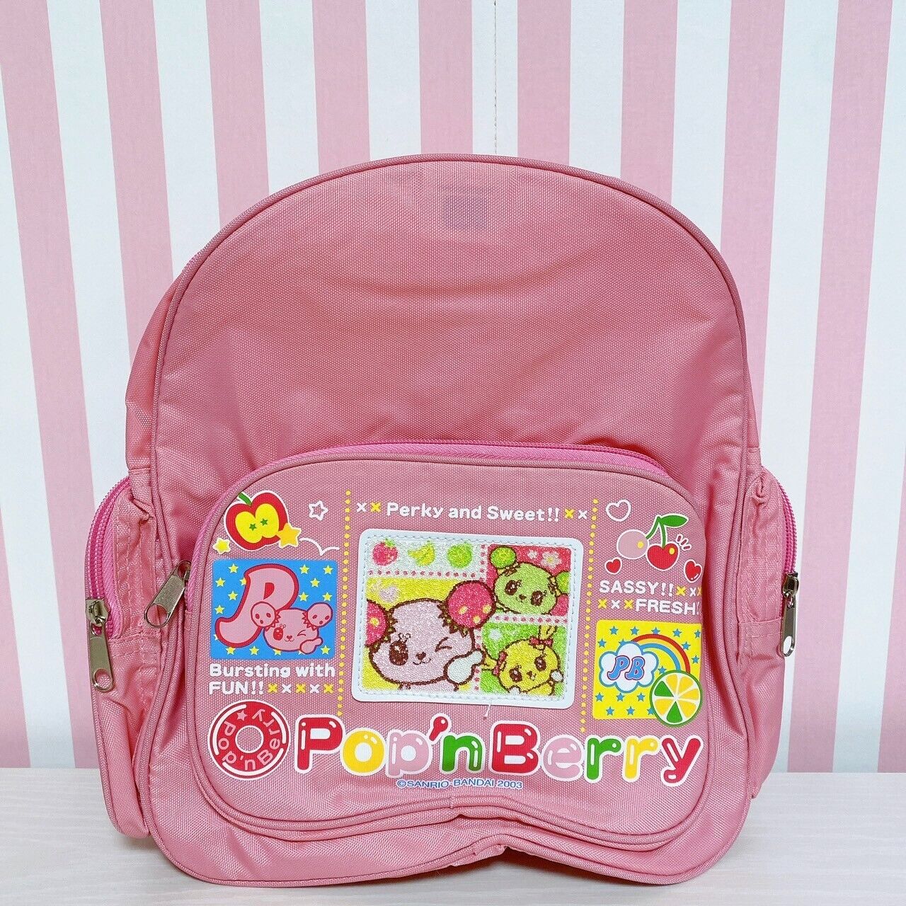 Sanrio Pop'n Berry Backpack Rucksack Bag Pink Cherry Kids Girl Kawaii Character