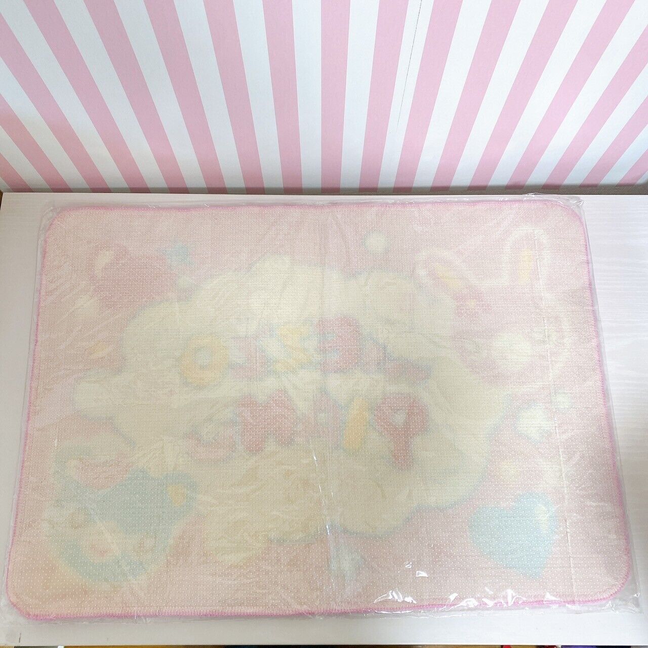 Mezzo Piano Bath Mat Pink Fluffy Rabbit Bear Mimi Popo Heart Star Blue Bubble