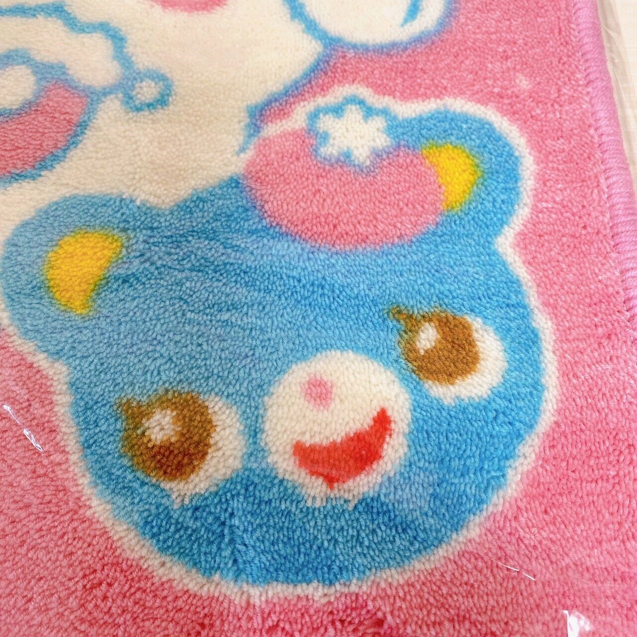 Mezzo Piano Bath Mat Pink Fluffy Rabbit Bear Mimi Popo Heart Star Blue Bubble