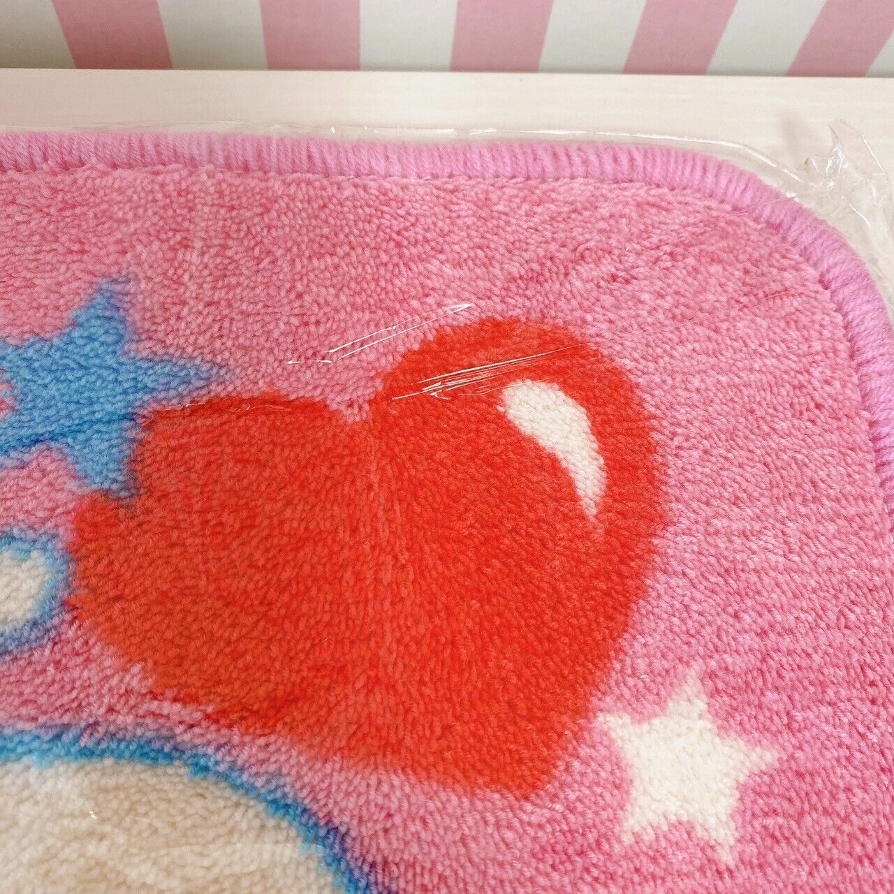 Mezzo Piano Bath Mat Pink Fluffy Rabbit Bear Mimi Popo Heart Star Blue Bubble