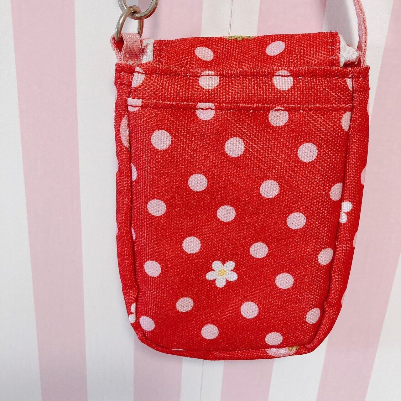 Mother Garden Mini Pouch Case Strap Cutie Strawberry Red Dot Ribbon Frill Flower