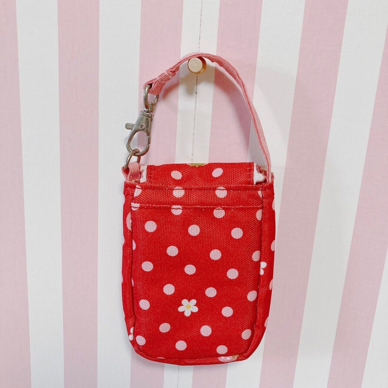 Mother Garden Mini Pouch Case Strap Cutie Strawberry Red Dot Ribbon Frill Flower