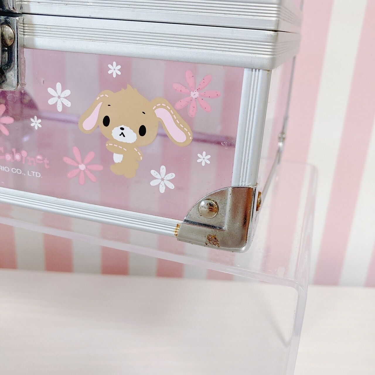 Sanrio Sugar Bunnies Clear Case Bag Box Pink Shirousa Kurousa Ribbon Flower Rare