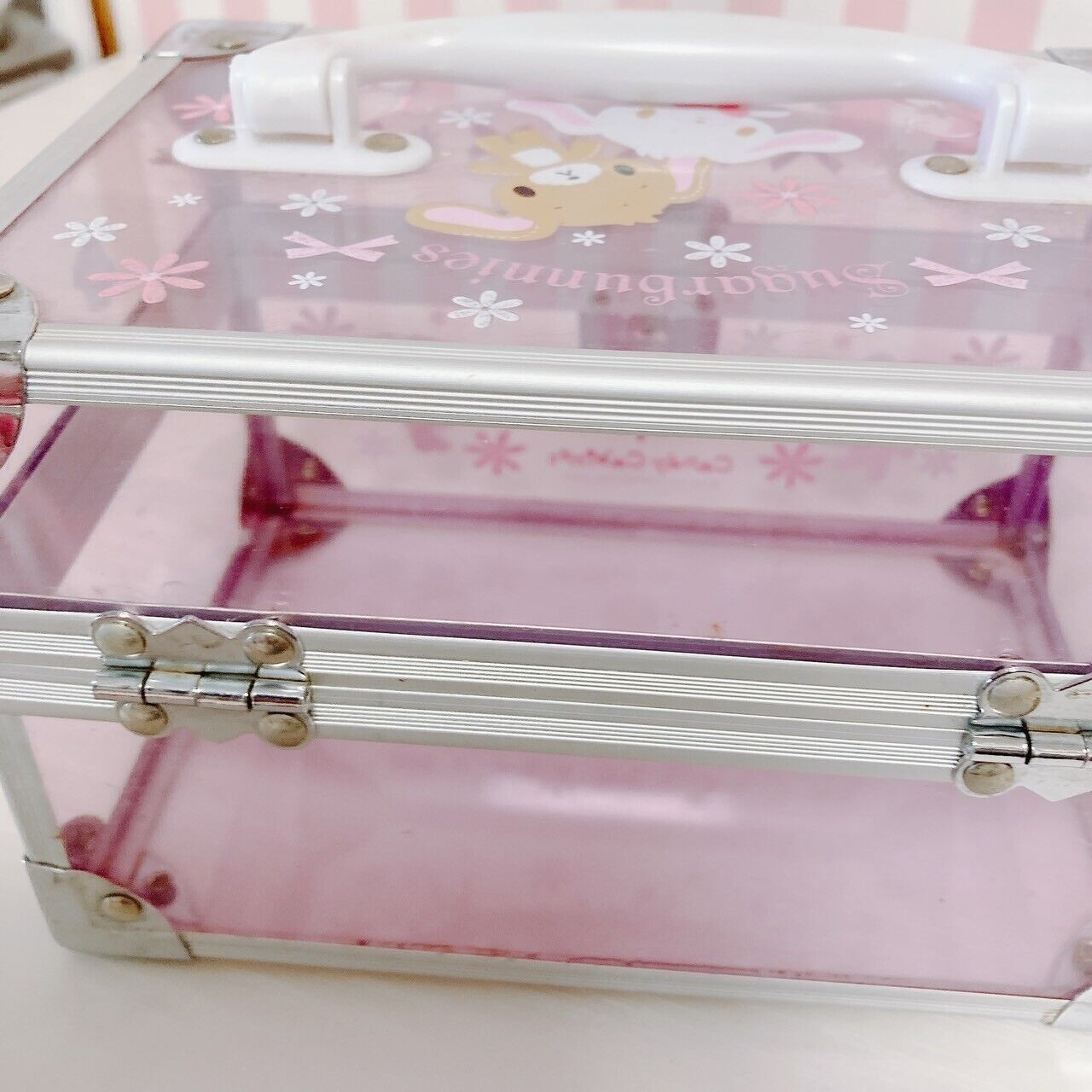 Sanrio Sugar Bunnies Clear Case Bag Box Pink Shirousa Kurousa Ribbon Flower Rare