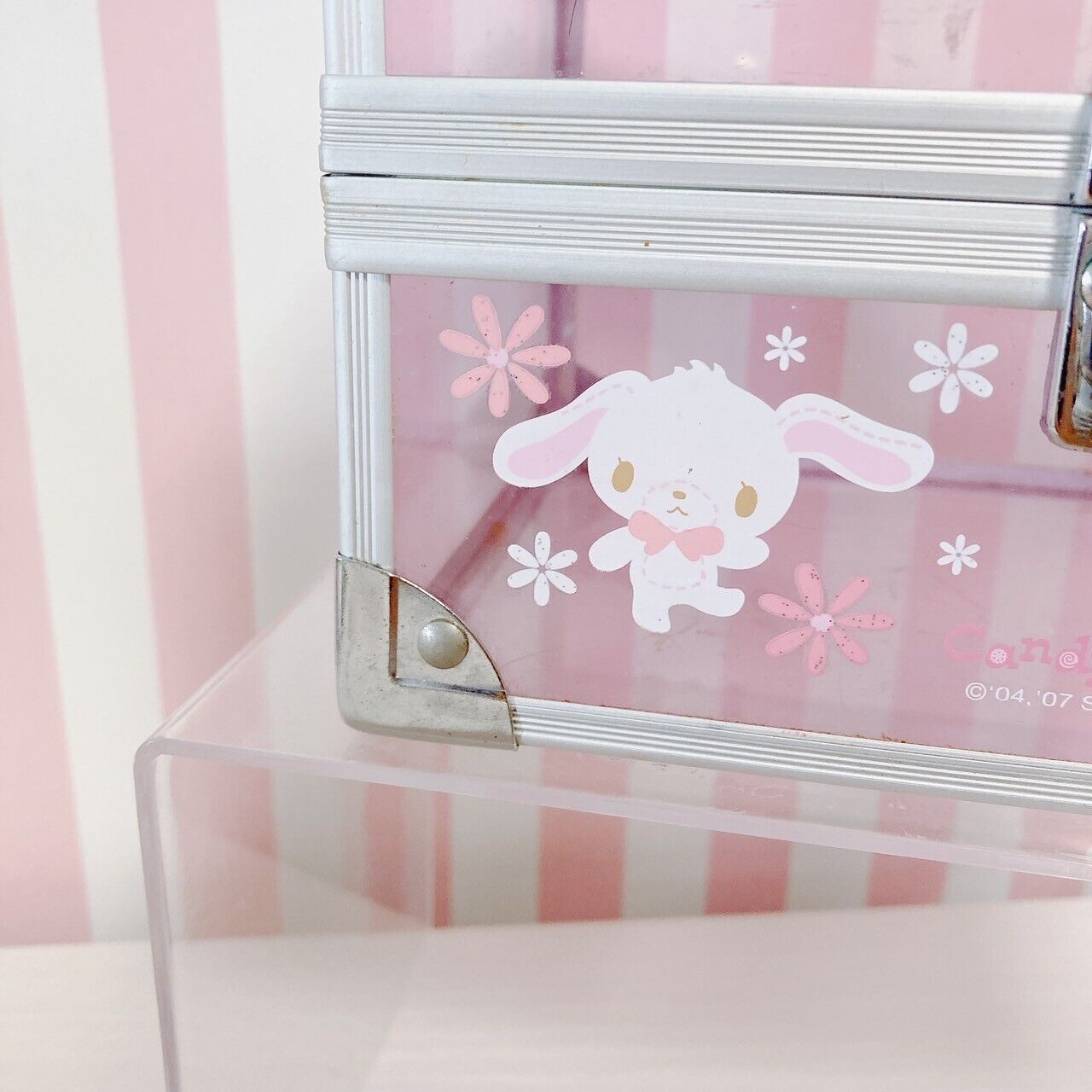 Sanrio Sugar Bunnies Clear Case Bag Box Pink Shirousa Kurousa Ribbon Flower Rare