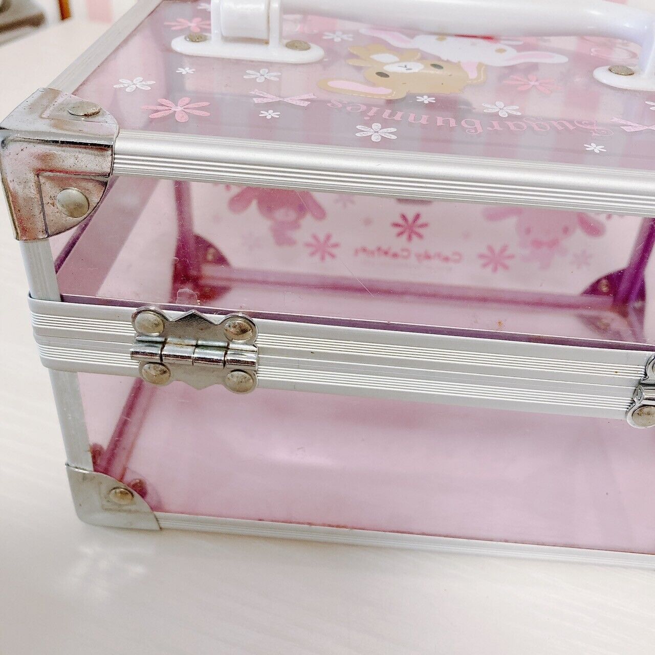 Sanrio Sugar Bunnies Clear Case Bag Box Pink Shirousa Kurousa Ribbon Flower Rare