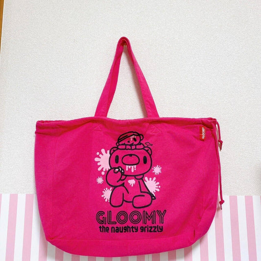 Taito Gloomy Bear Bloody Big Tote Bag Handbag Pink Tag Character Kawaii Rare