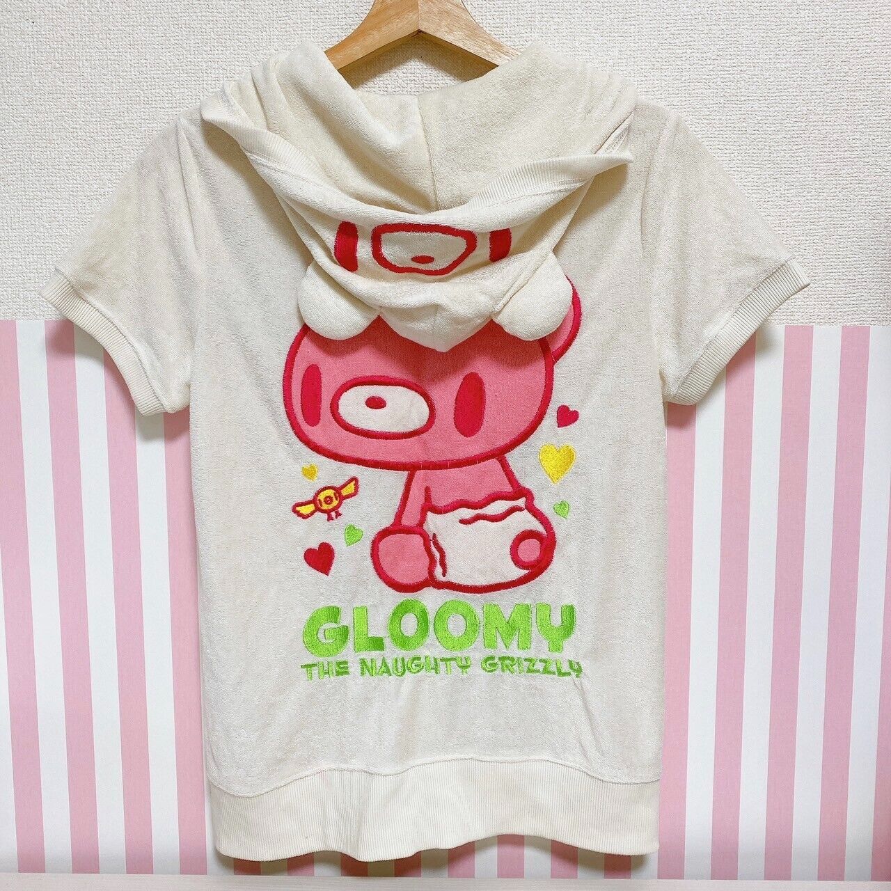 Gloomy Bear Bloody Hoodie Short Sleeve Baby White Hood Clothing Character Kawaii