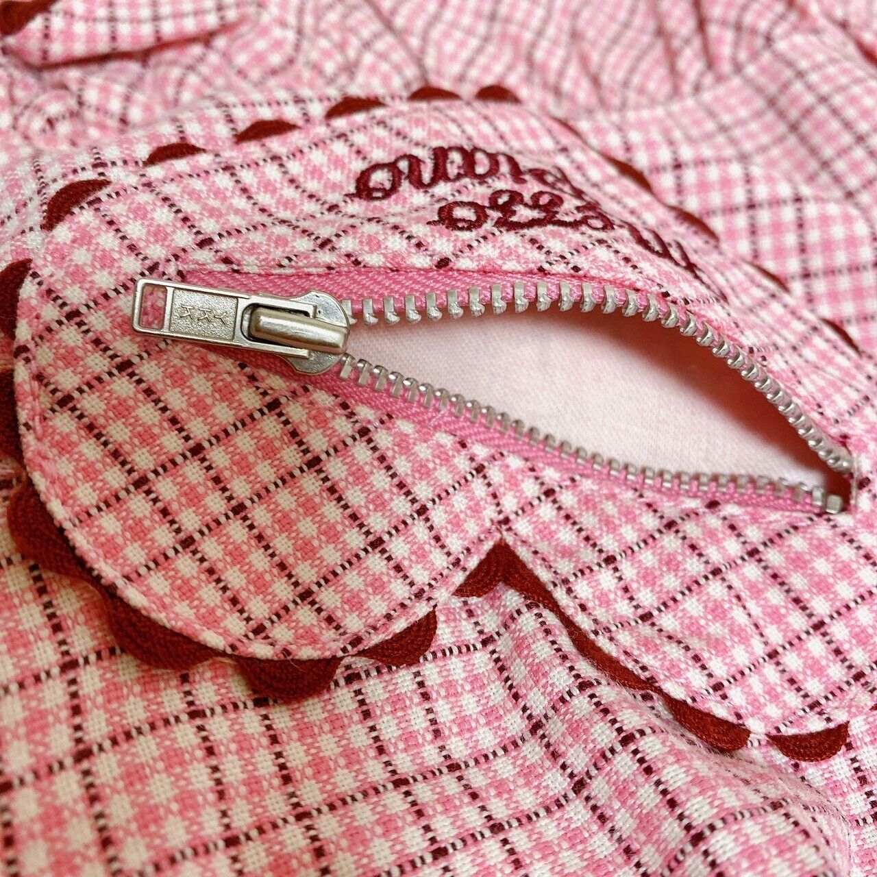 Mezzo Piano Skirt Pink 130 Size Plaid Pleats Cherry Frill Heart Zipper Clothing