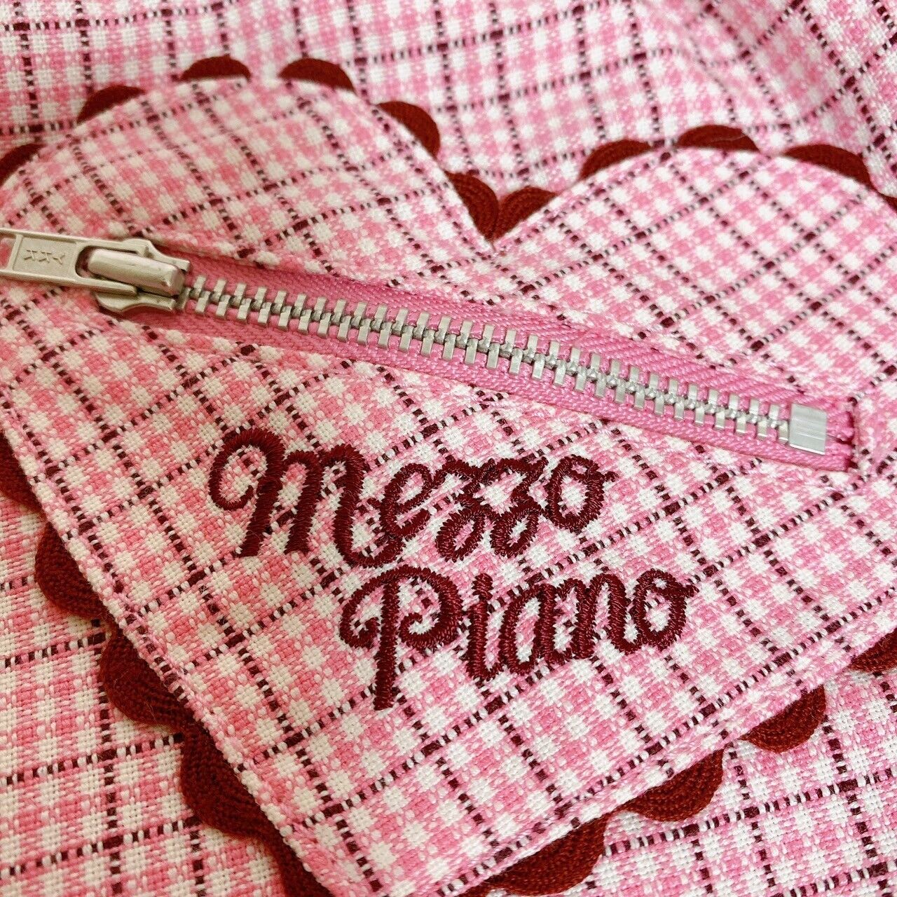 Mezzo Piano Skirt Pink 130 Size Plaid Pleats Cherry Frill Heart Zipper Clothing