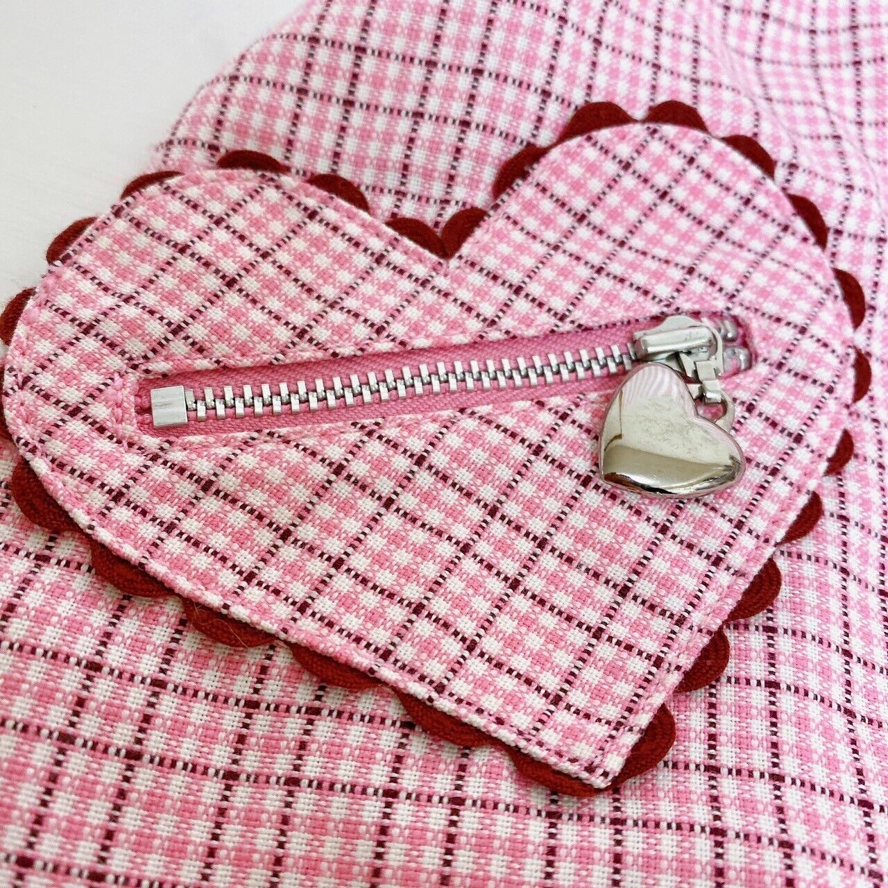 Mezzo Piano Skirt Pink 130 Size Plaid Pleats Cherry Frill Heart Zipper Clothing