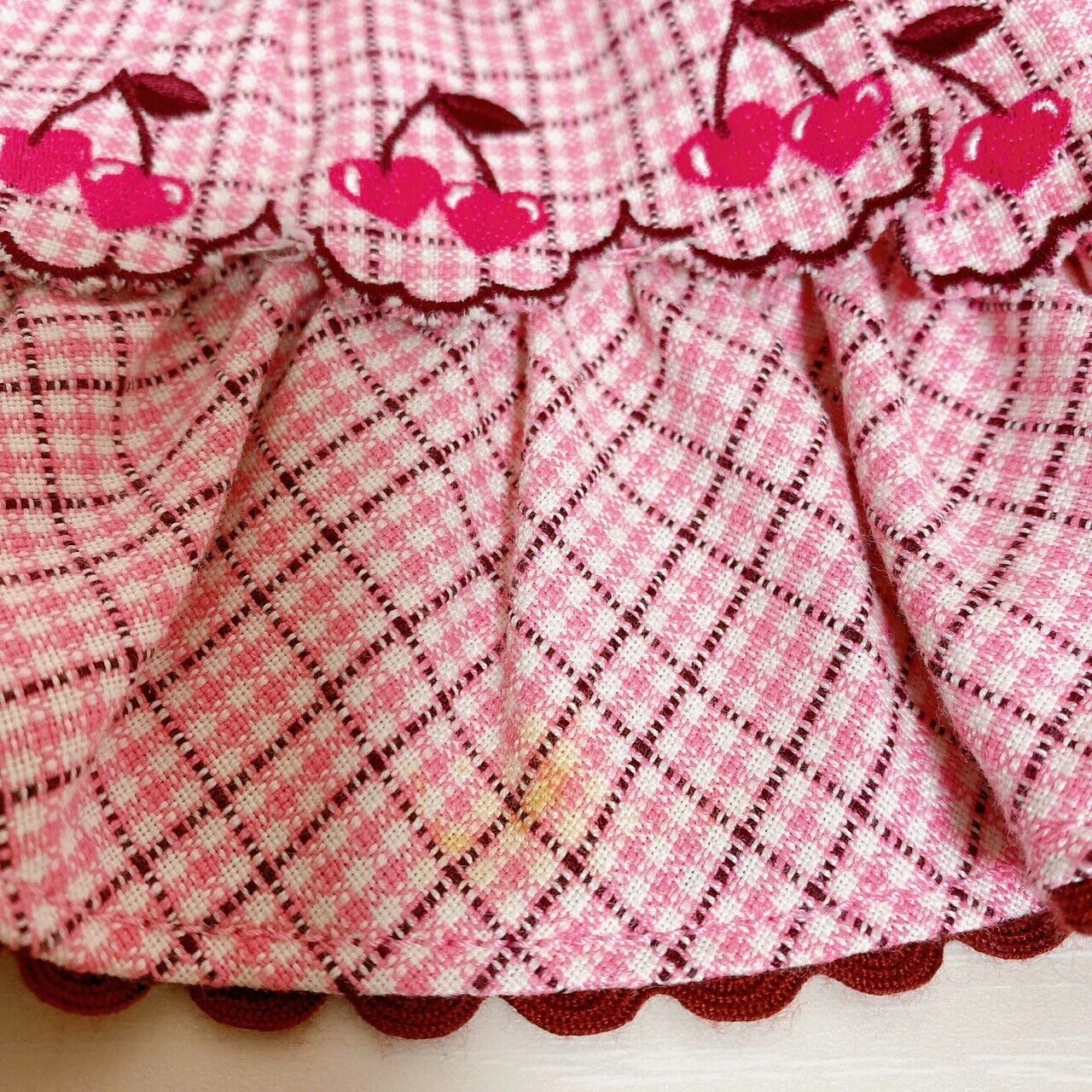 Mezzo Piano Skirt Pink 130 Size Plaid Pleats Cherry Frill Heart Zipper Clothing