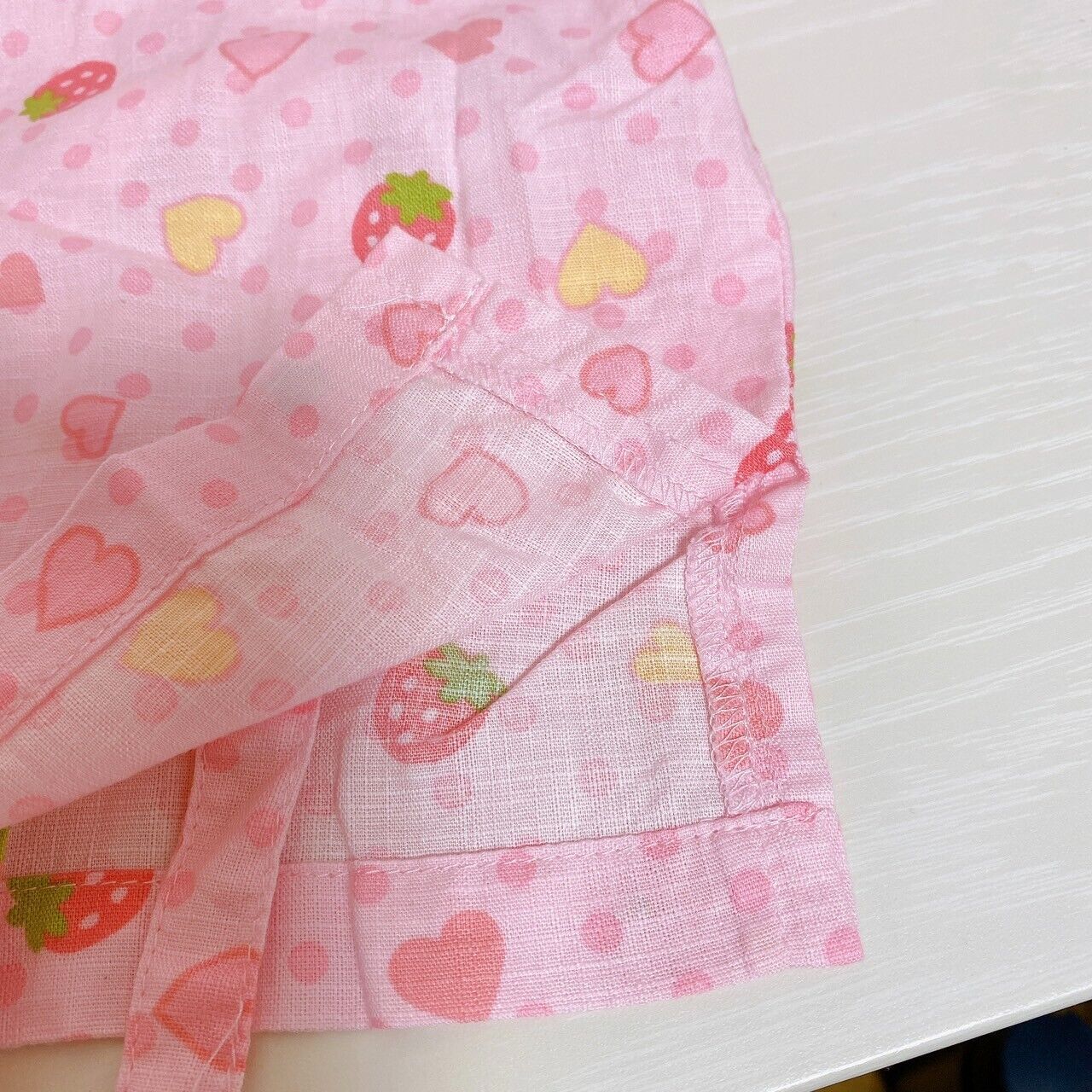 Mother Garden Jinbei 100 Size Sweet Strawberry Matching Cloth Pink Frill Heart