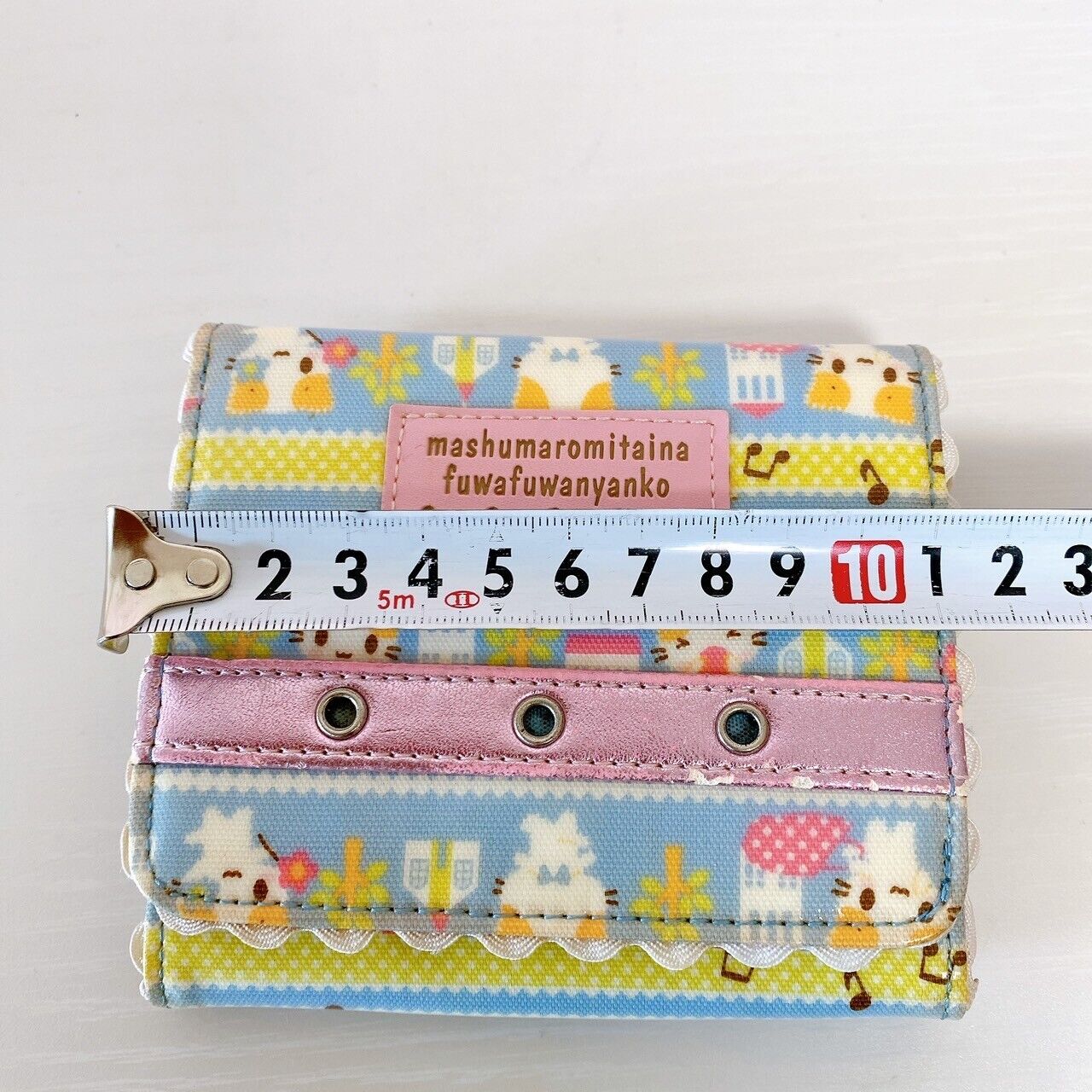 Sanrio Masyumaro Fluffy Fuwa Nyanko Marshmallow Wallet Purse Blue Cat Flower