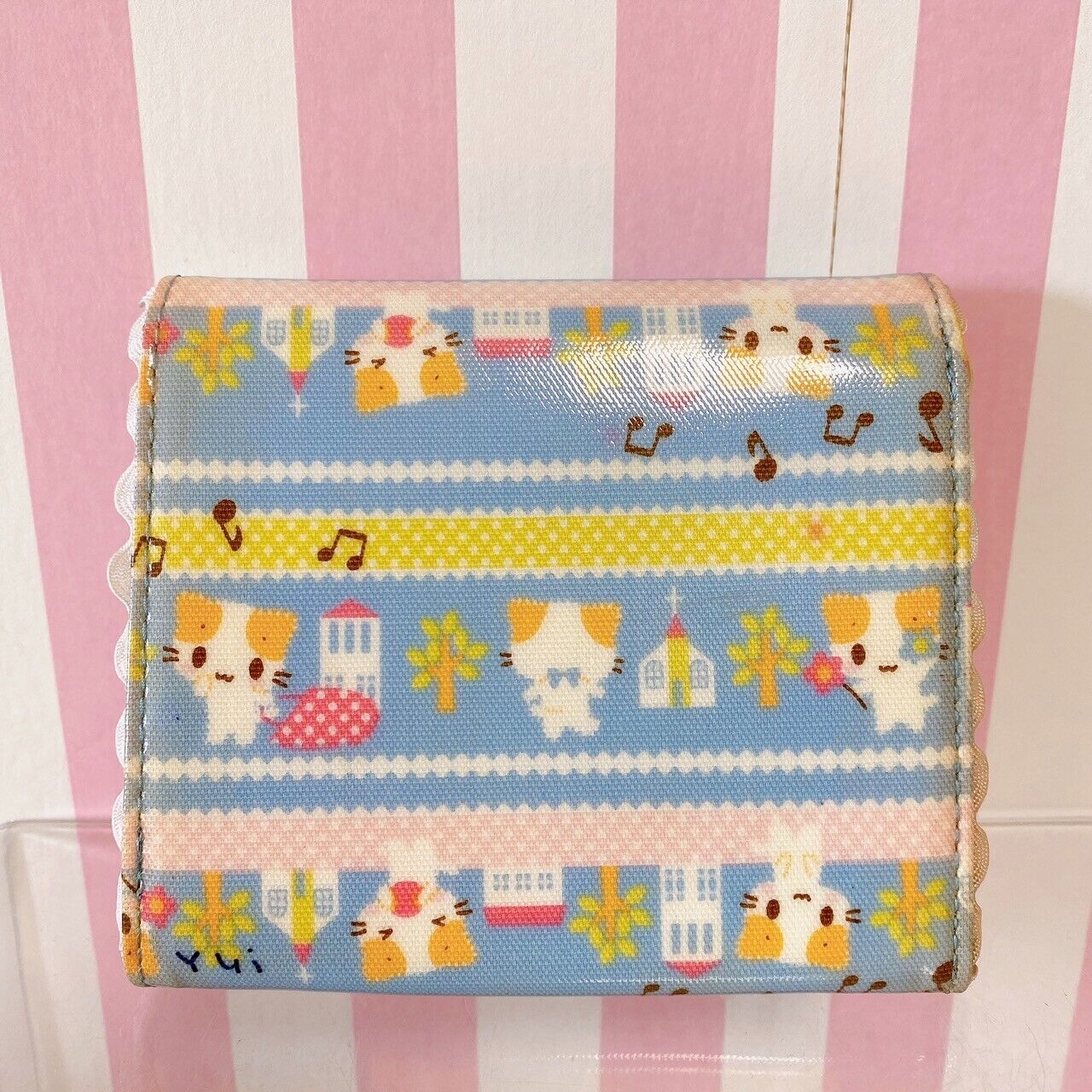 Sanrio Masyumaro Fluffy Fuwa Nyanko Marshmallow Wallet Purse Blue Cat Flower