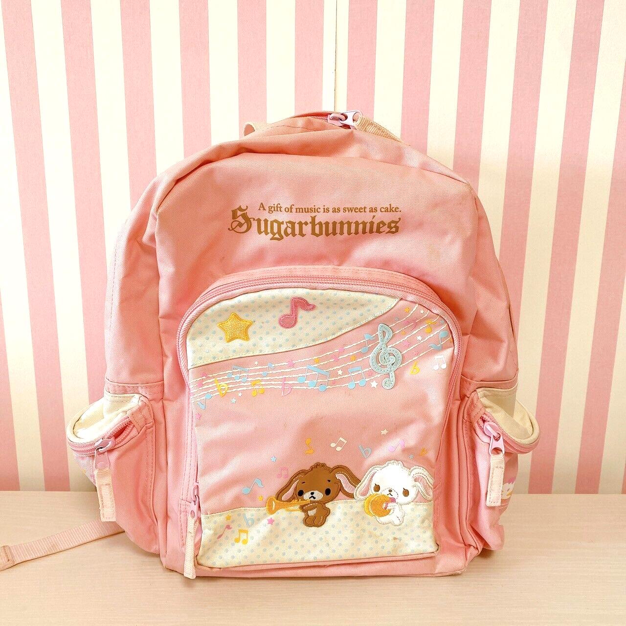 Sanrio Sugar Bunnies Backpack Rucksack Bag School Rabbit Pink Note Music Dot