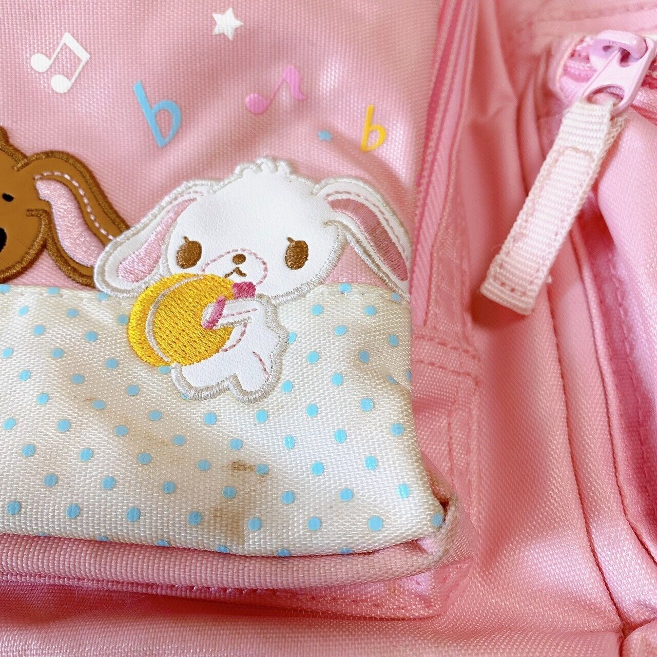 Sanrio Sugar Bunnies Backpack Rucksack Bag School Rabbit Pink Note Music Dot