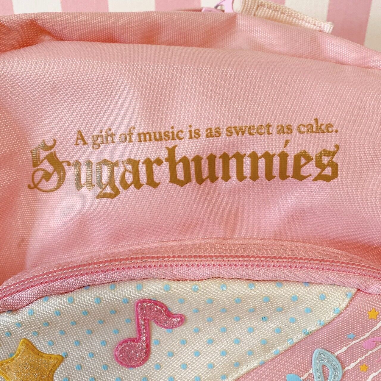 Sanrio Sugar Bunnies Backpack Rucksack Bag School Rabbit Pink Note Music Dot