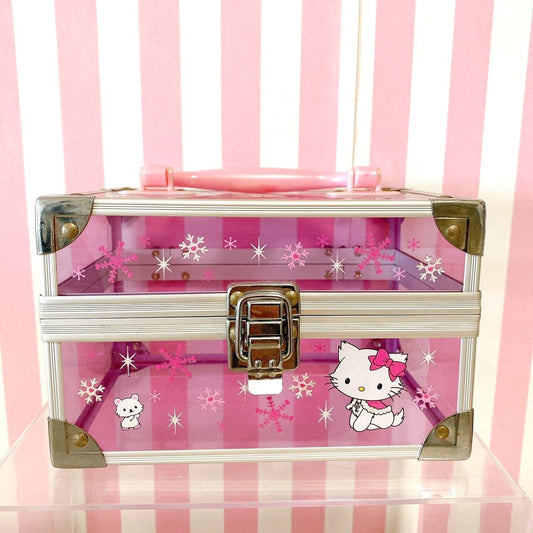 Sanrio Charmmy Charmy Kitty Bag Accessory Box Case Pink Cat Crystal Of Snow Rare