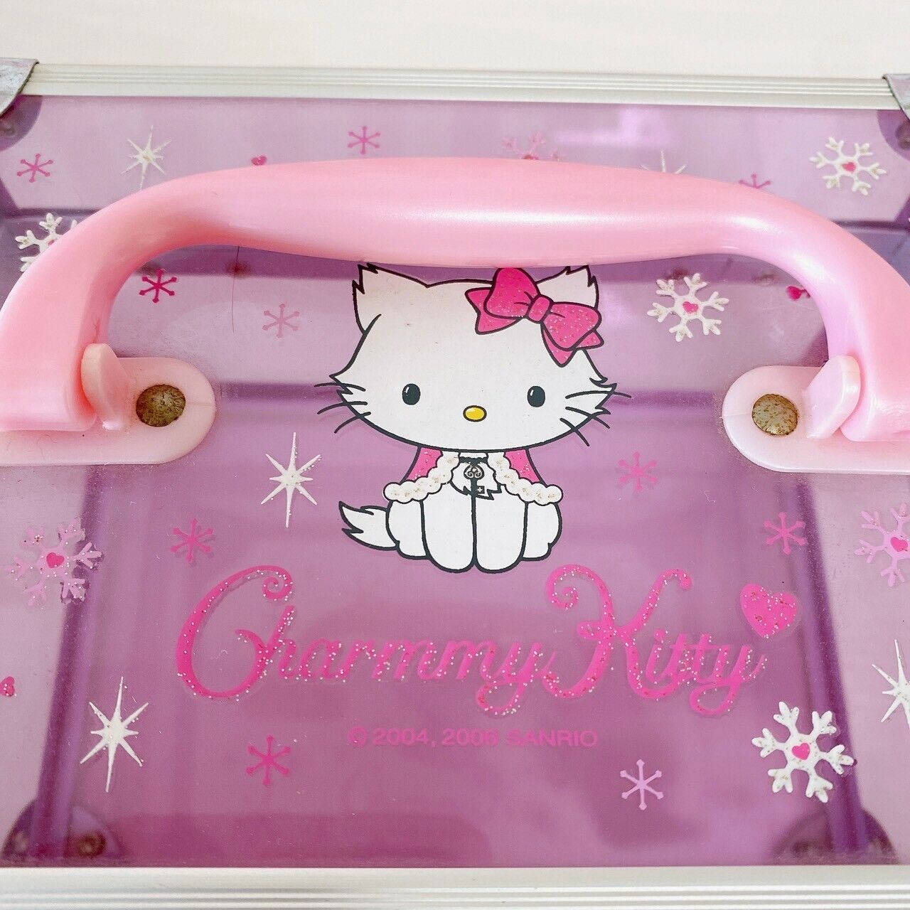 Sanrio Charmmy Charmy Kitty Bag Accessory Box Case Pink Cat Crystal Of Snow Rare