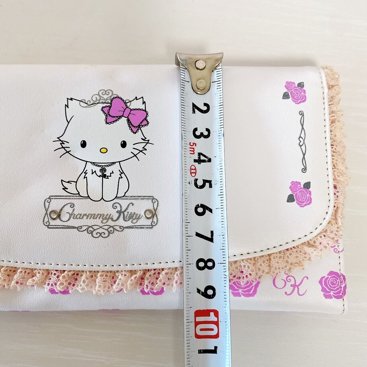 Sanrio Charmmy Charmy Kitty Wallet Purse Coin Case White Cat Rose Flower Key