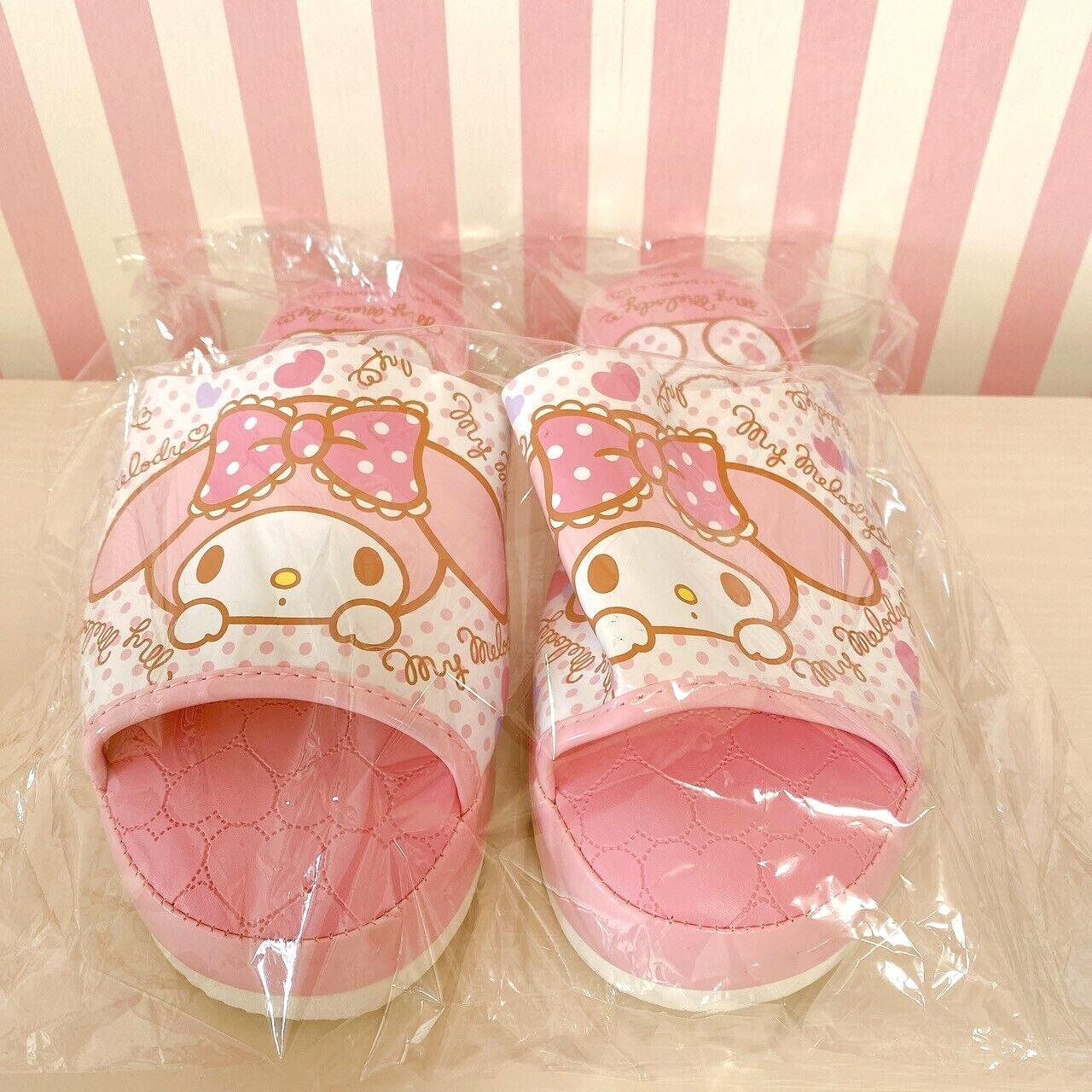 Sanrio My Melody Sandal Shoes Pink Ribbon Rabbit Heart For Adults L Size Dot